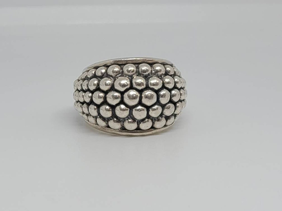 Designer Michael Dawkins 925 Silver Wide Beaded Ball Band Ring | Etsy