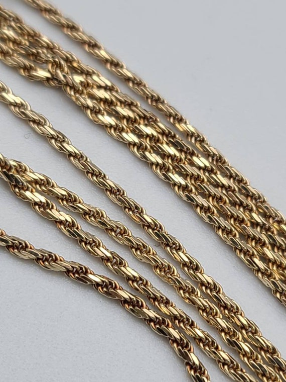 Vintage 14kt Yellow Gold Rope Chain Necklace, Est… - image 2