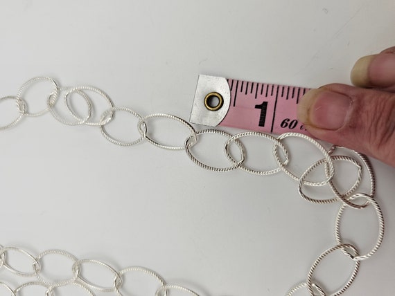 Textured Oval Link Necklace, 925 Silver, Designer… - image 7