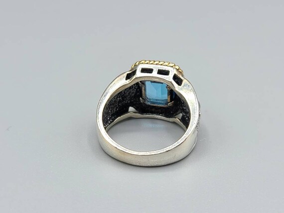 Blue Topaz Ring, 925 Silver and 14kt Yellow Gold,… - image 6