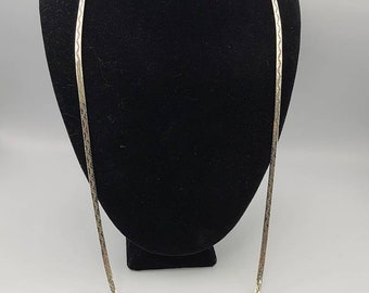 Vintage Sterling Silver 24" Herringbone Necklace | 3mm | Estate Jewelry
