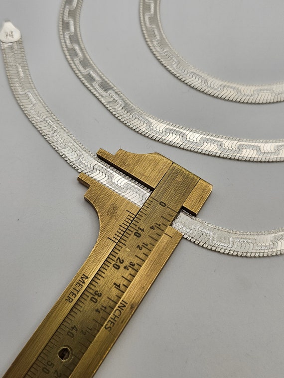 Vintage 925 Sterling Silver Herringbone Chain: Re… - image 5