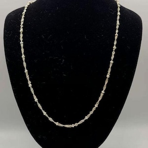 Vintage 925 Silver Twisted Bead Satellite Necklace, Estate Jewelry, w #1687