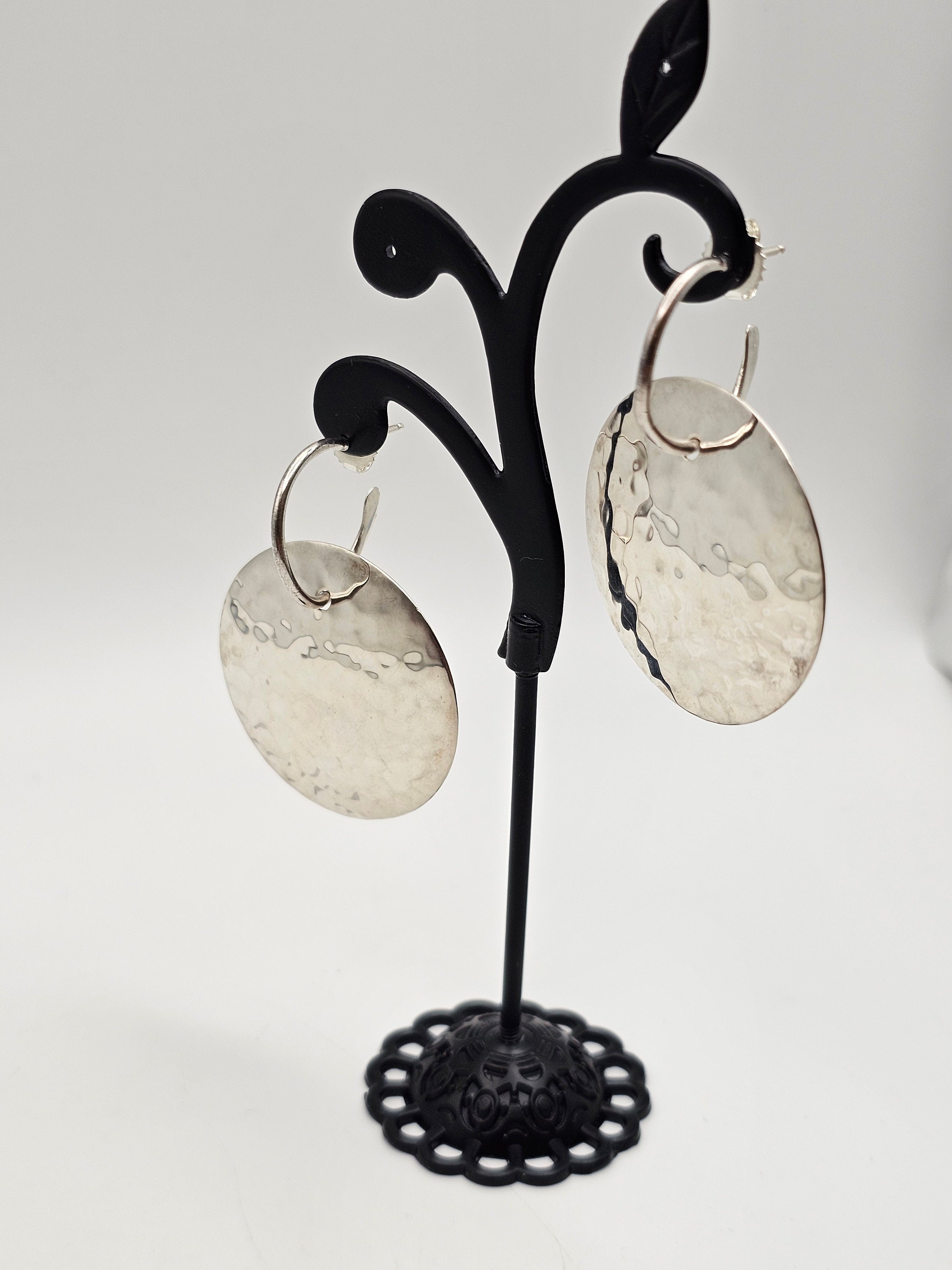 VINTAGE | Dominique Dinouart DDD | Hammered Textured Mexico Sterling Earrings Vintage Hammered Geometric Modernist Earrings 925 Silver  main image 2