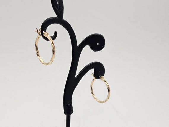 Twisted Hoop Earrings in 14kt Gold, Minimalist Je… - image 3