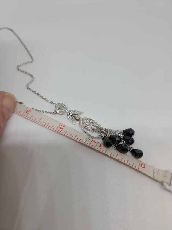 White Topaz and Hematite Tassel Necklace, 925 Sil… - image 7