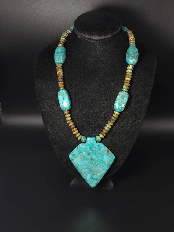 Estate Sterling Jay king DTR Spiny Oyster Shell Turquoise Bead Necklace  18-20.5” - Ellis Antiques