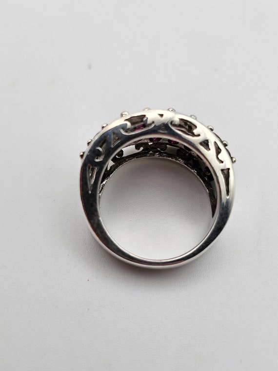 Rhodolite Garnet Cluster Ring, 925 Silver, Rhodol… - image 8