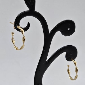 Vintage 14k Yellow Gold Twisted Hoop Earrings, Classic Spiral Hoops, Estate Jewelry, w#1181