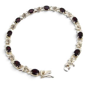 Pulsera vintage de plata 925 con flor de granate