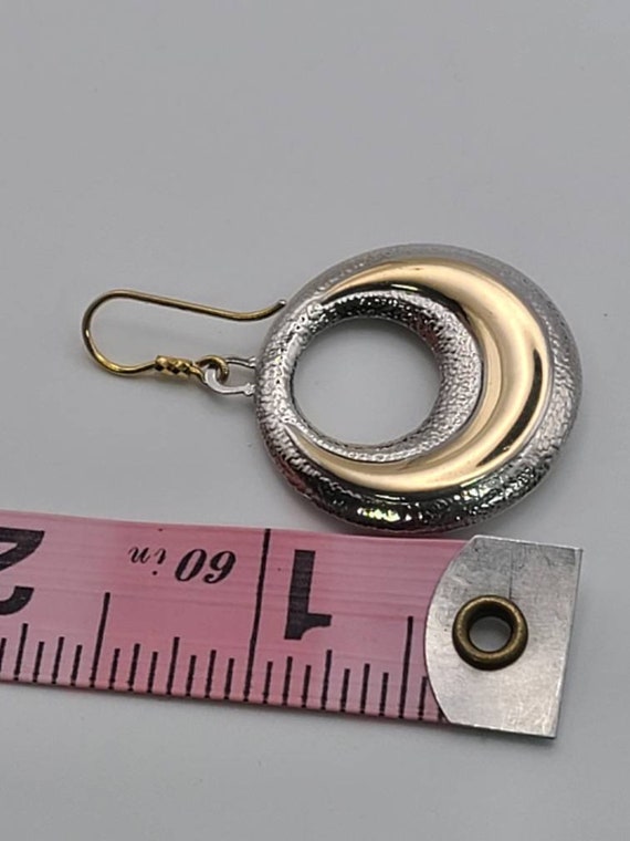 Open Circle Drop Earrings in 14k Two Tone Gold, C… - image 8