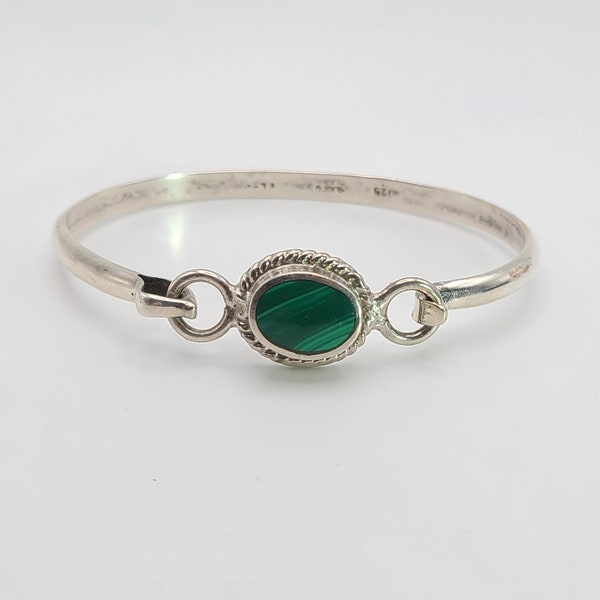 Malachite Bangle Bracelet, 925 Silver, Vintage Bangle Bracelet, Malachite Bracelet, Item w#864