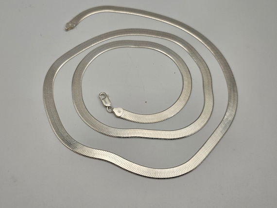 Vintage 925 Sterling Silver Herringbone Chain: Re… - image 10