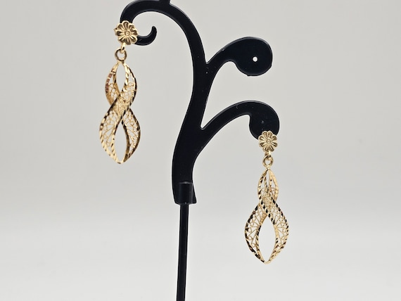 Filigree Infinity Earrings in 14kt Gold, Floral F… - image 1