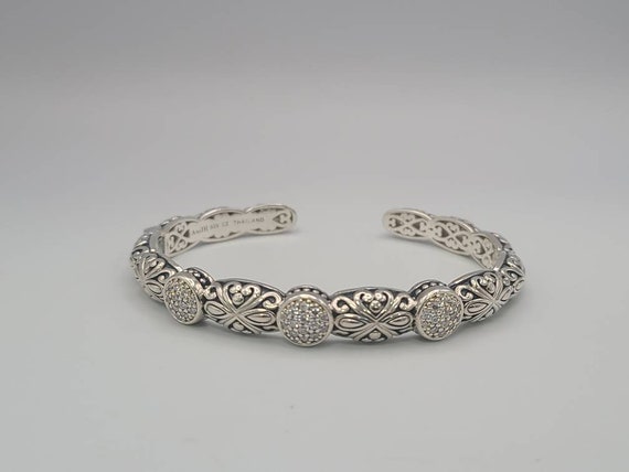 Cubic Zirconia Circles Cuff Bracelet, 925 Silver … - image 1