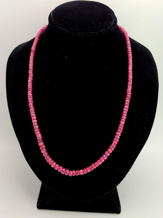 Vintage Ruby Necklace: 925 Sterling Silver - 0.75… - image 1