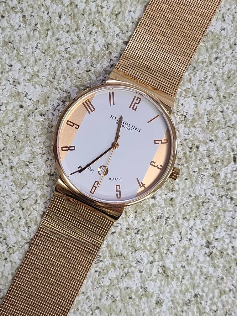 Stuhrling rose shop gold watch