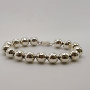 Vintage 925 Silver 12mm Beaded Bracelet, Mexican Artisan Signed, Estate Jewelry, w#1254