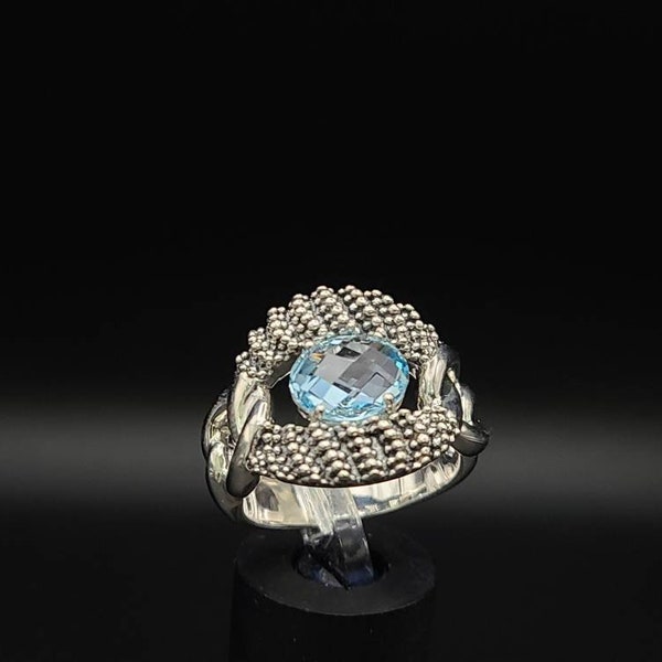 Blue Topaz Ring, 925 Silver, Starry Night Ring, Designer Michael Dawkins Jewelry, Estate Jewelry, December Birthstone, Size 10, Item w#1127