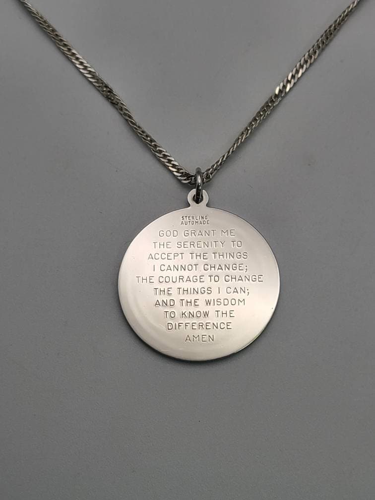 Serenity prayer necklace silver deals