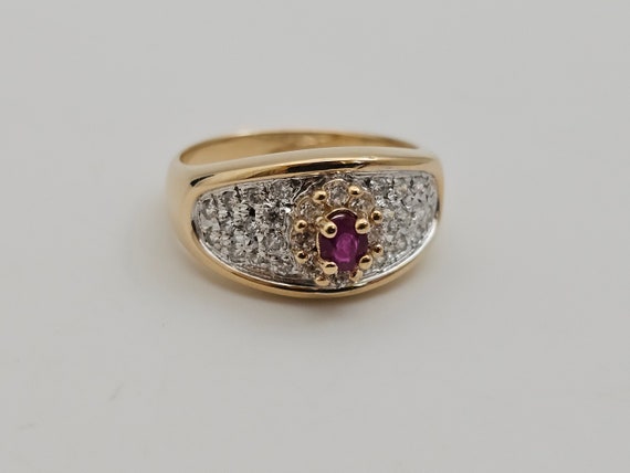 Ruby and Cubic Zirconia Ring in 14kt Gold, .15ct.… - image 3