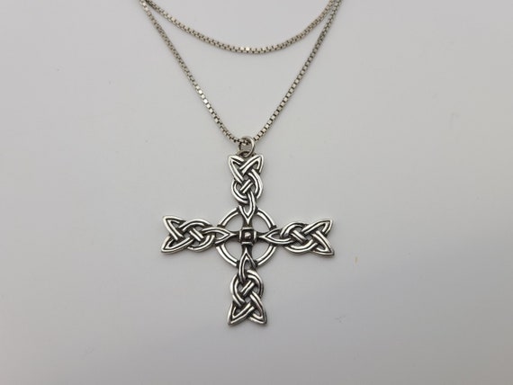 Celtic Cross Necklace, 925 Silver Celtic Knot Nec… - image 8