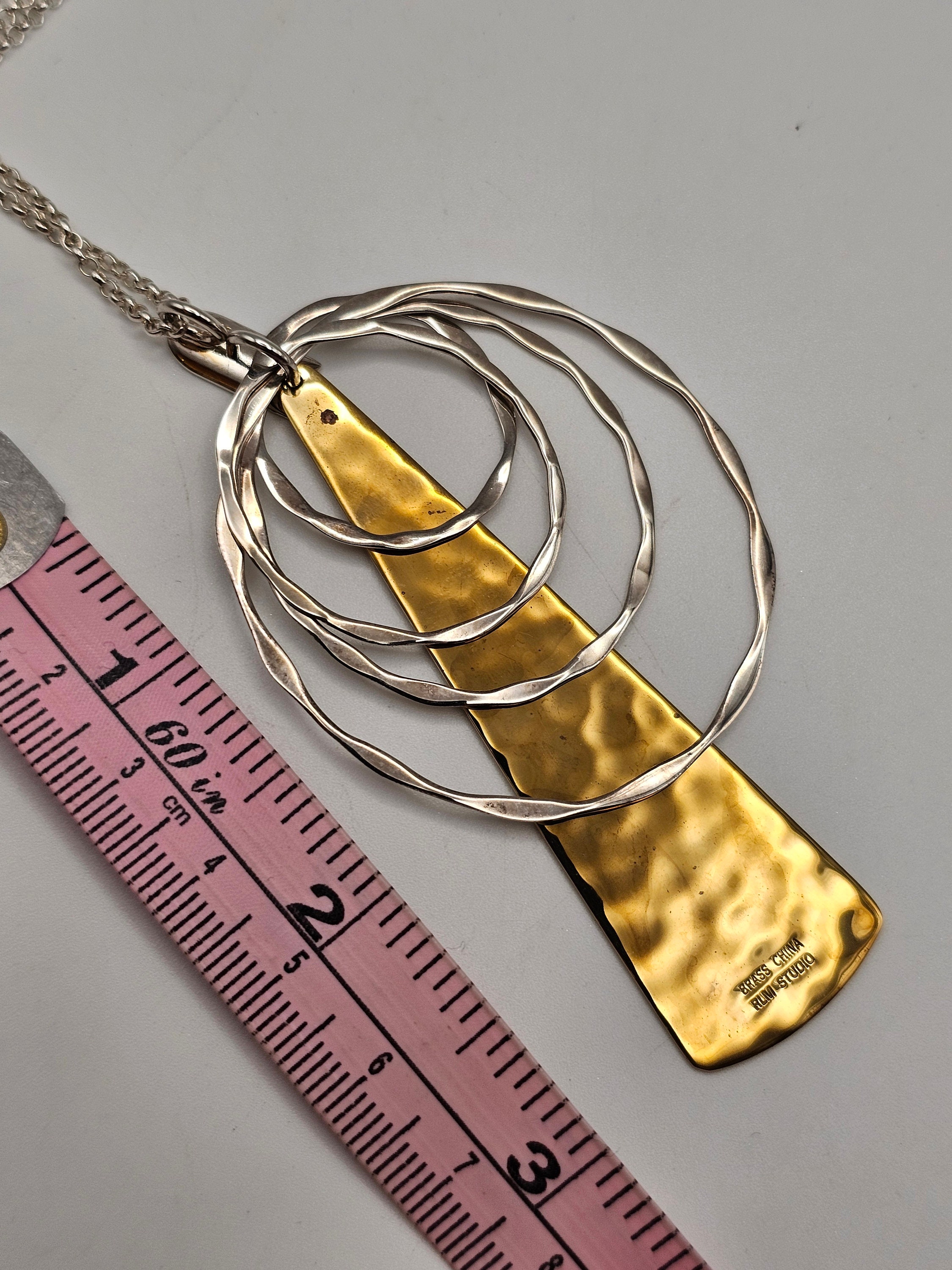 Vintage Robert Lee Morris Geometric Mixed Metal Necklace 