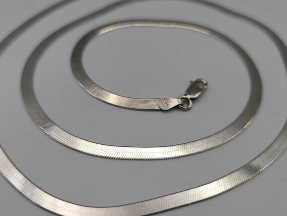 Herringbone Chain, 925 Silver Chain, Retro Neckla… - image 3