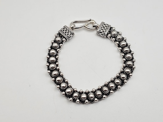 Vintage 925 Silver Bubble Cluster Link Bracelet, … - image 7