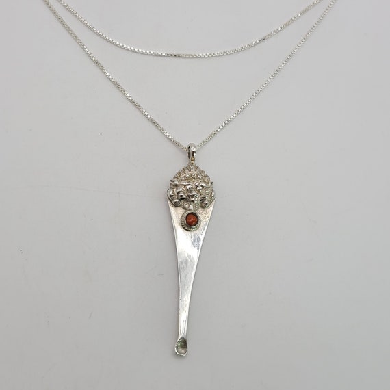 Coral Dragon Spoon Necklace, 925 Silver Necklace,… - image 1