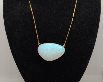 Imitation Opal Necklace 14k Yellow Gold October Birthstone, Estate Jewelry, Item w#1209