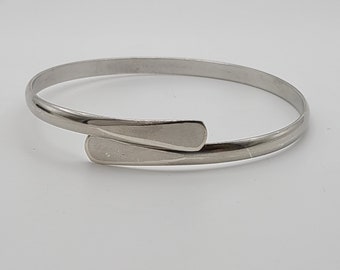 Bracelet Bypass en argent 925, beau sterling, bracelet moderniste, bijoux de domaine vintage, article w # 3429