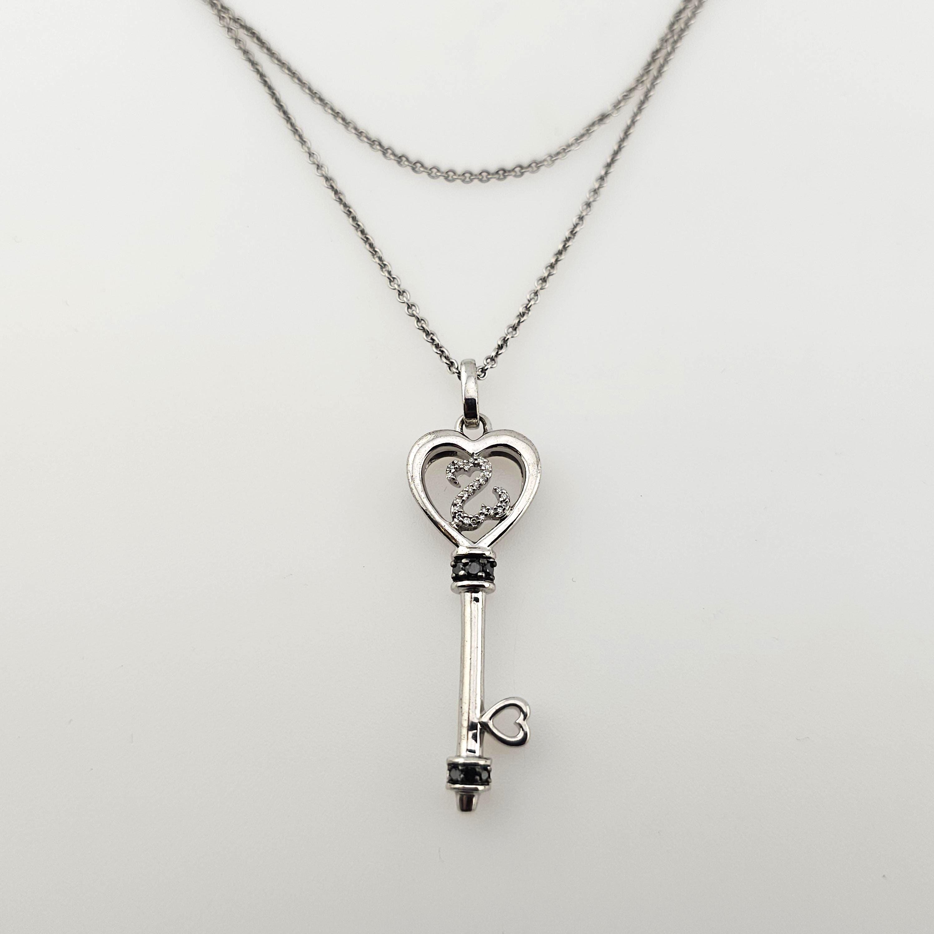 Vintage Jane Seymour Open Heart Necklace 925 Sterling Silver Black