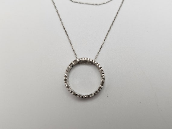 Floating Circle Diamond Necklace, 10k Gold, Moder… - image 2