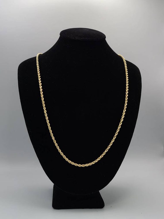 14k Yellow Gold Rope Chain Necklace, Gold Rope Cha