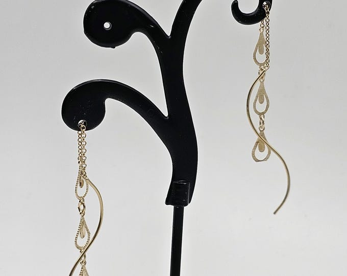Jewelry Teardrop Swirl Gold Earrings Xrysa Skoylarikia Dakry