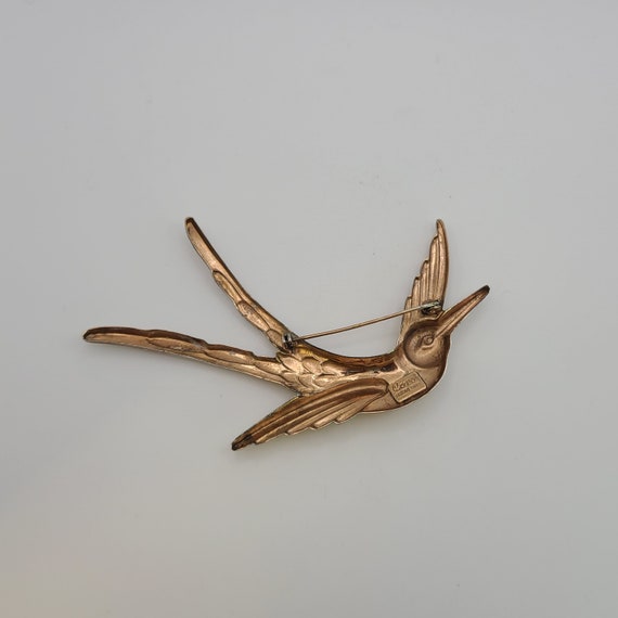 Swallow in Flight Pin, Sterling Silver, Rose Gold… - image 3