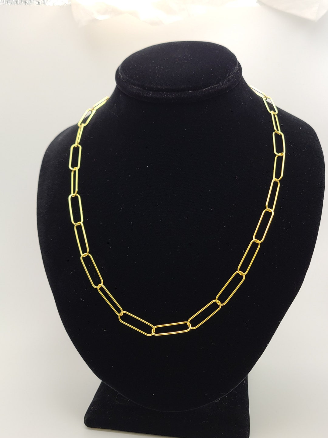 925 Silver Gold Vermeil Paperclip Link Chain Necklace, Paperclip