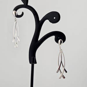 vintage Boucles d'oreilles pendantes incurvées en or blanc 14 carats Boucles d'oreilles doubles articulées allongées en or blanc, bijoux de domaine, w # 218
