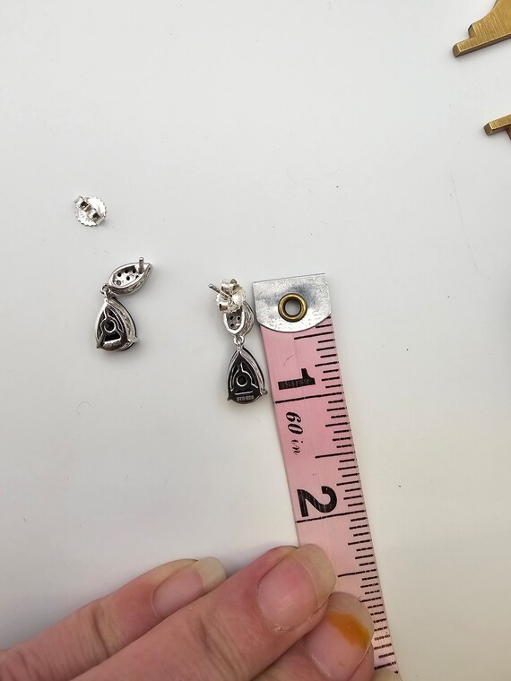 Vintage 925 Silver Pear Cut Spinel and Synthetic … - image 7