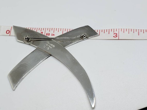 Ribbon Design Pin in 925 Silver, Modernist Pin, V… - image 7