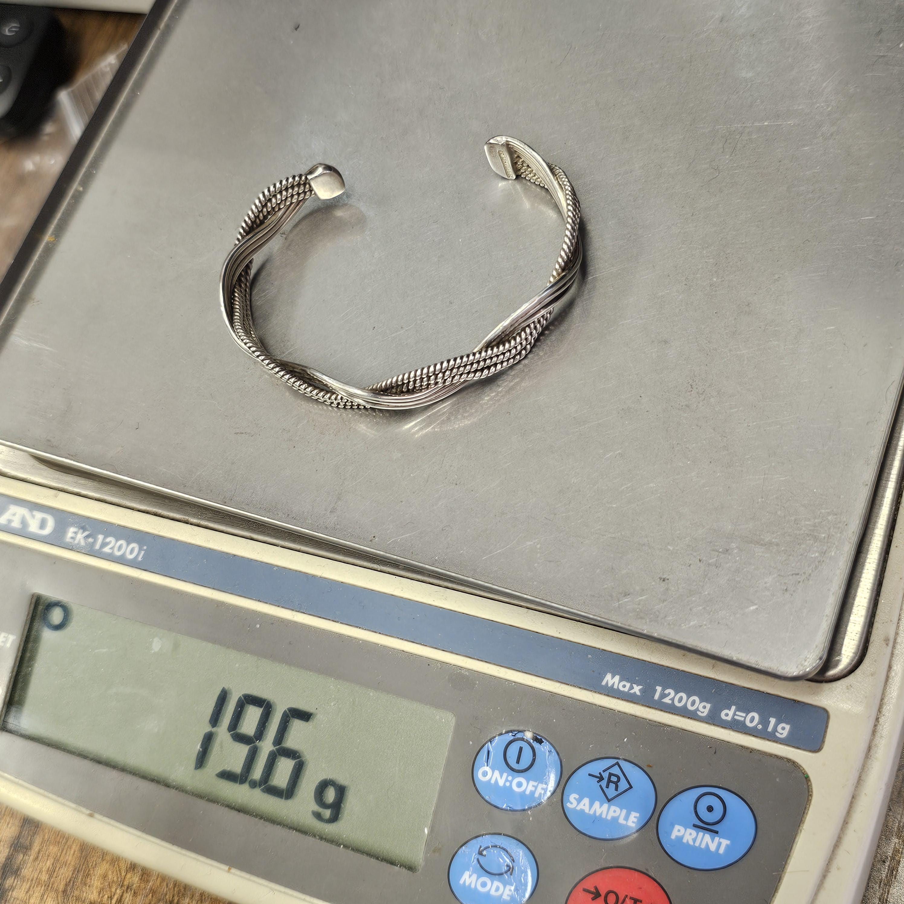 ヴィンテージ 925 スターリングシルバー ツイスト カフブレスレット