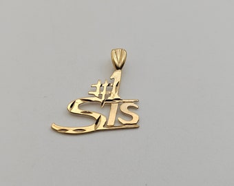 Number 1 Sister Charm or Pendant in 14kt Gold, #1 Sis, Vintage Gold Charm, Estate Jewelry, Birthday Gift For Sister, w#956