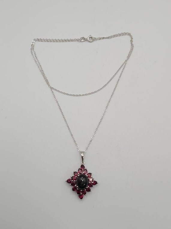 Garnet and Diopside Necklace, 925 Silver Diopside… - image 5