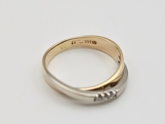 14kt White and Yellow Gold Diamond Wedding Ring, … - image 6