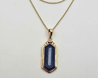 Vintage Lapis Lazuli Malachite Opal and Diamond Necklace - 14k Yellow Gold - Estate Jewelry