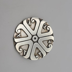 Vintage Handmade Aztec Desing Pin 925 Sterling Silver  Estate Jewelry, W #937