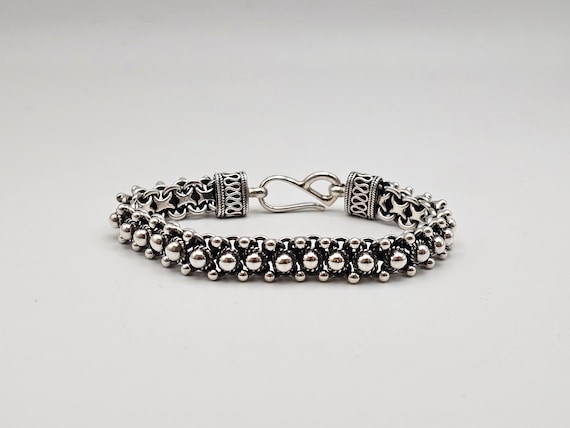 Vintage 925 Silver Bubble Cluster Link Bracelet, … - image 1