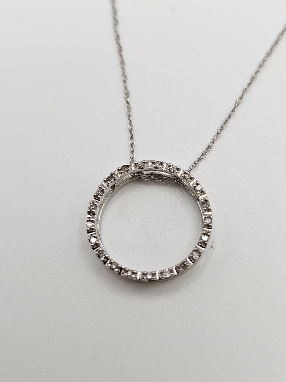 Floating Circle Diamond Necklace, 10k Gold, Moder… - image 6