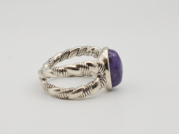 Sculpted Cable Charoite Ring in 925 Silver, Desig… - image 4